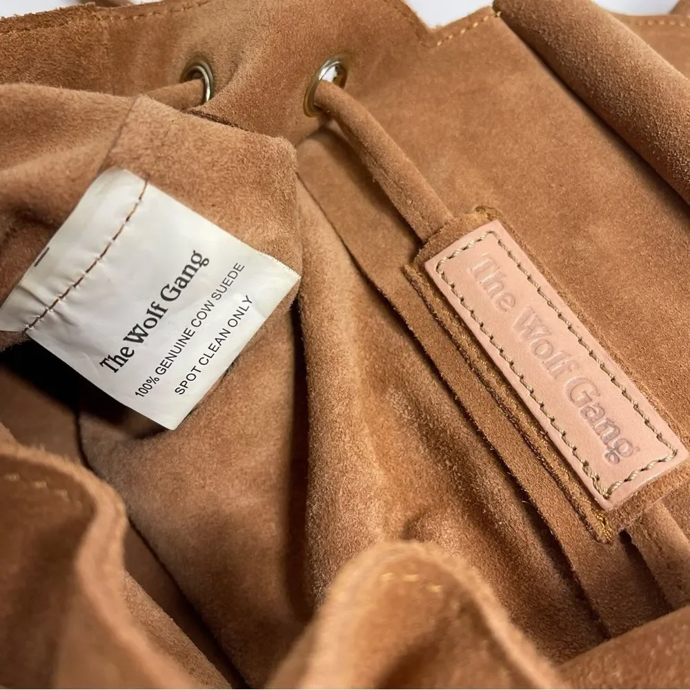 The Wolf Gang Brown Suede Backpack with Tassels